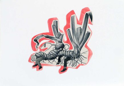 Collage 'Wurzelpaar' Angelika Hasse 2017 art on paper