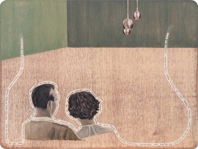 Mixed media on panel Gespräch Angelika Hasse 2016