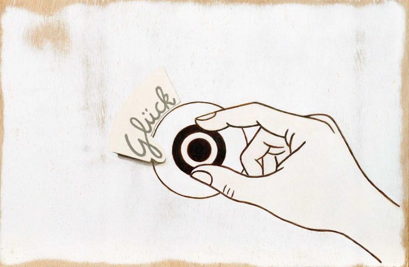 Oil colour on panel 'Glück' Angelika Hasse 2016 contemporay painting text and image