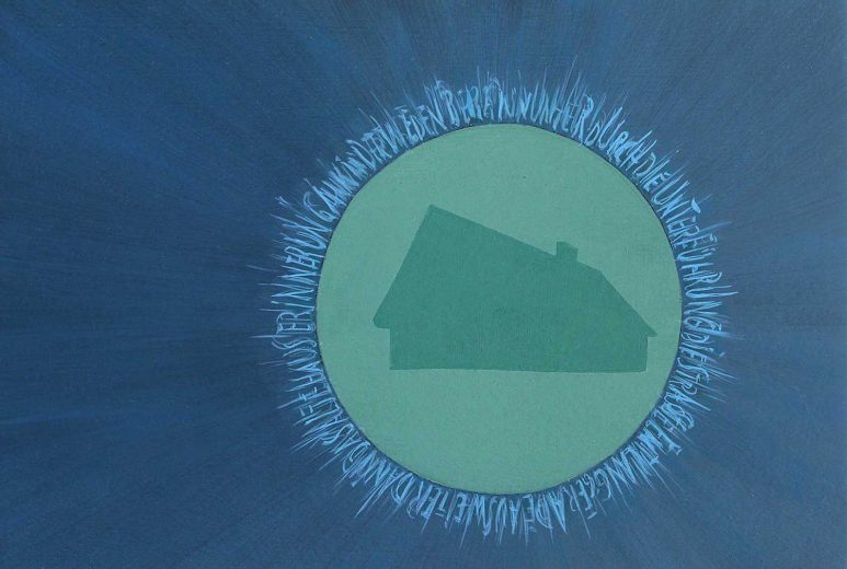 Oil colour on wooden panel 'Haus im Grünen' Angelika Hasse 2015 contemporary painting