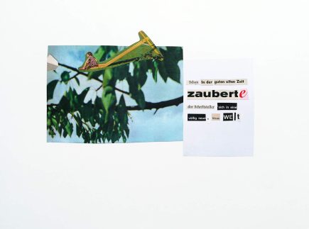 Collage 'Blaue Welt..' Angelika Hasse 2015 text based art on paper