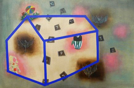 Oil colour on canvas 'Blaues Haus' Angelika Hasse contemporary painting