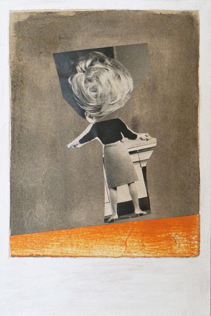 Gouache collage 'Hausfrau' Angelika Hasse 2017 