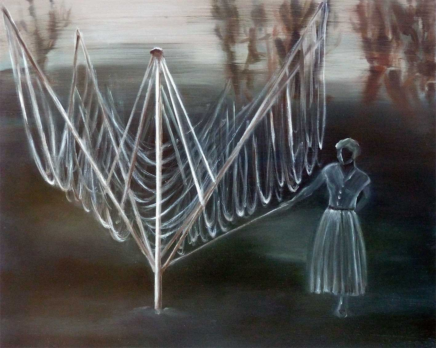 Oil colour on canvas 'Wäschespinne' Angelika Hasse 2011 contemporary painting