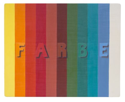 oil colour on wood 'Farbe ' Angelika Hasse contemporary text based art