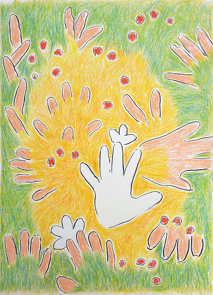Frühling drawing contemporary art on paper Angelika Hasse 2020