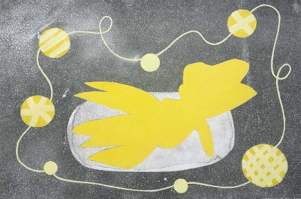 Gelb träumt gomdruk olieverf Angelika Hasse