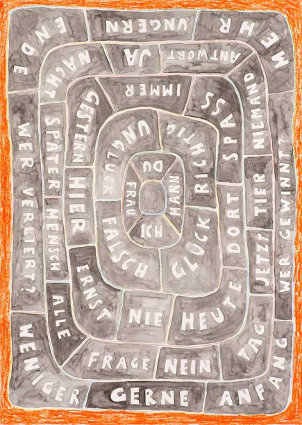 Spiel drawing ink wax pastel Angelika Hasse