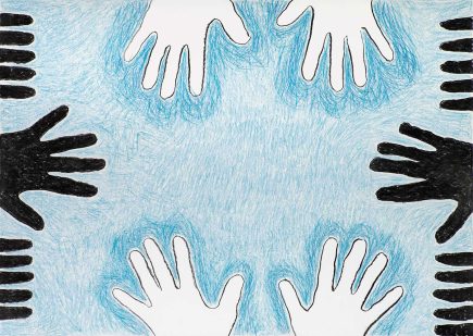 Ins Blaue hinein drawing wax pastel Angelika Hasse