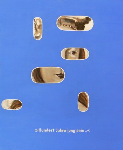 Hundert Jahre jung sein oil colour on wood Angelika Hasse