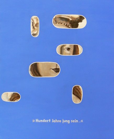 Hundert Jahre jung sein oil colour on wood Angelika Hasse