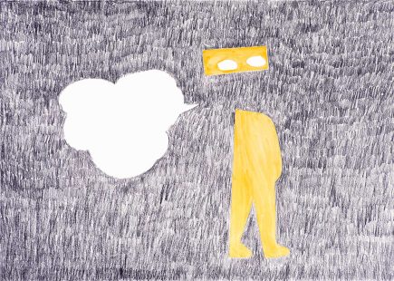 drawing black chalk/collage 'Sapristi!' Angelika Hasse 2020 contemporary art on paper