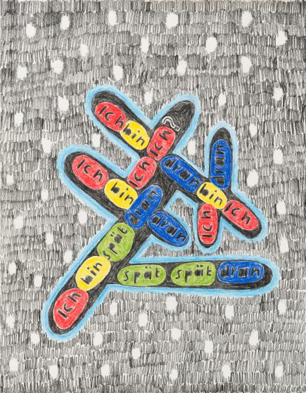 Spät dran drawing Angelika Hasse text image