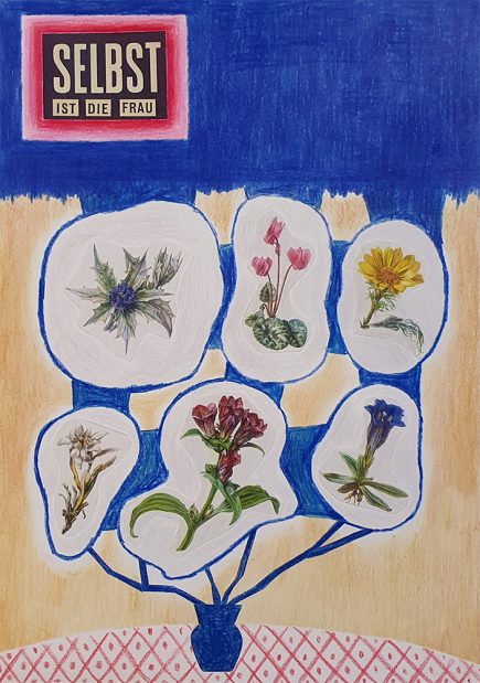 Selbst ist die Frau drawing collage Angelika Hasse