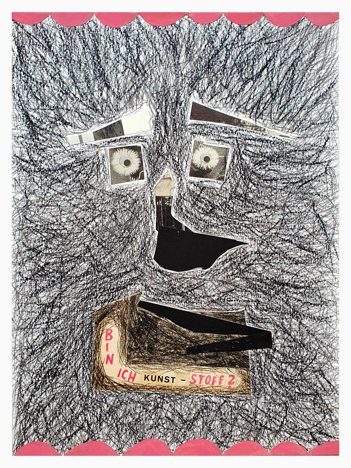 Collage-drawing text based art Angelika Hasse 2023