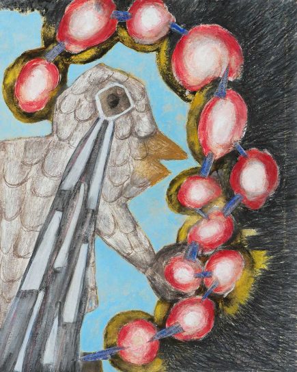 drawing friendly bird angelika Hasse 2023 contemporary art on paper